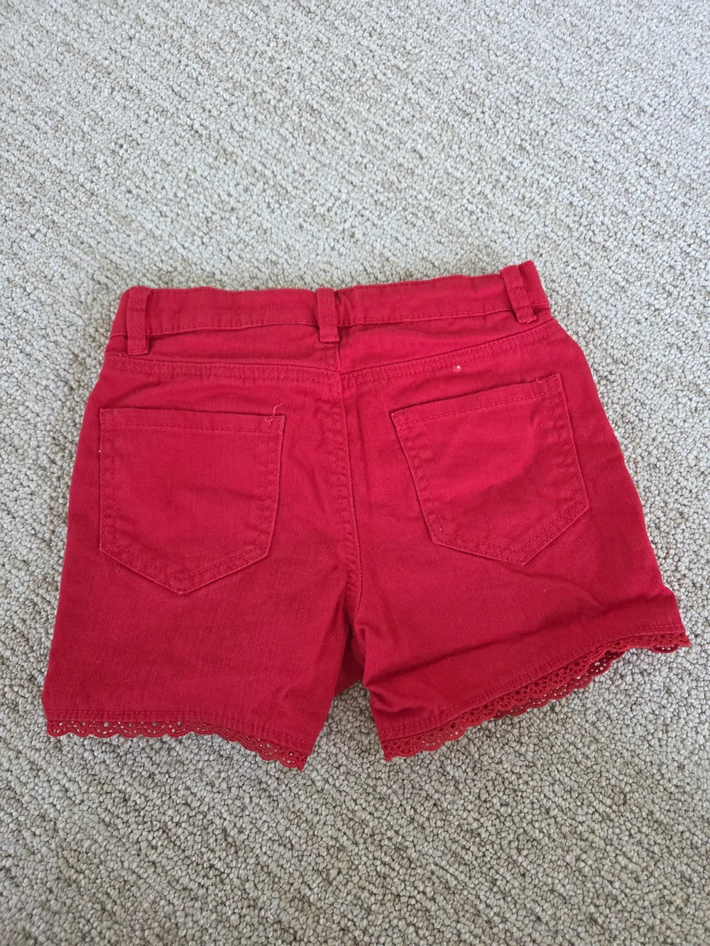 OshKosh B'gosh Bright Red Girls' Cotton Shorts with Lace Hem